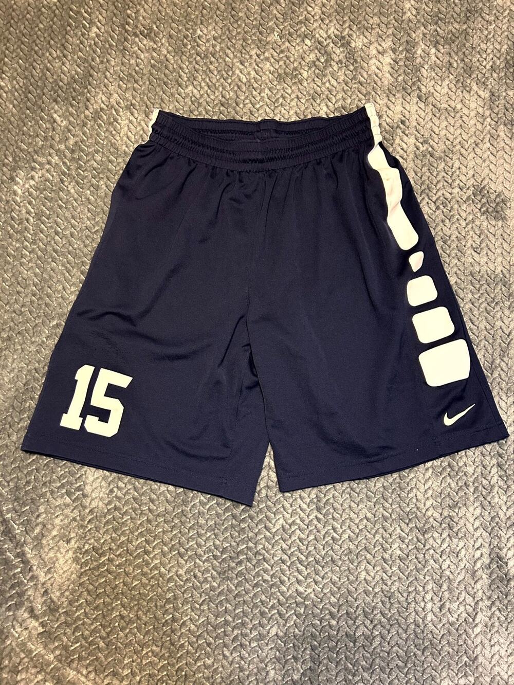 Nike Elite Stripe Basketball Shorts Men's Large Navy Blue Dri-Fit Elastic Waist